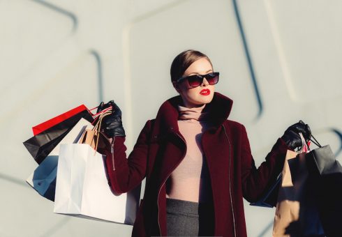 elegant women shopping black friday