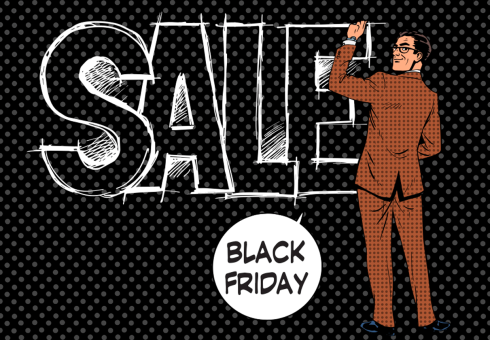 Retro black friday sale image - man in suit