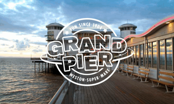 Grand Pier logo on photo background