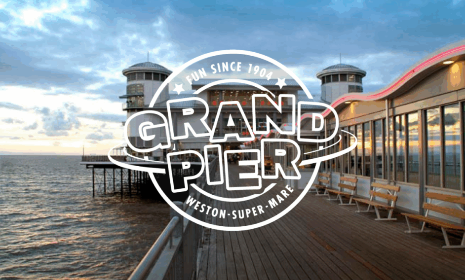 Grand Pier logo on photo background